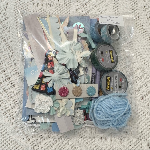 None Other - DIY Junk Journal Mystery Surprise Kit - ‘Blue’ - Vintage Ephemera 100 + PIECES